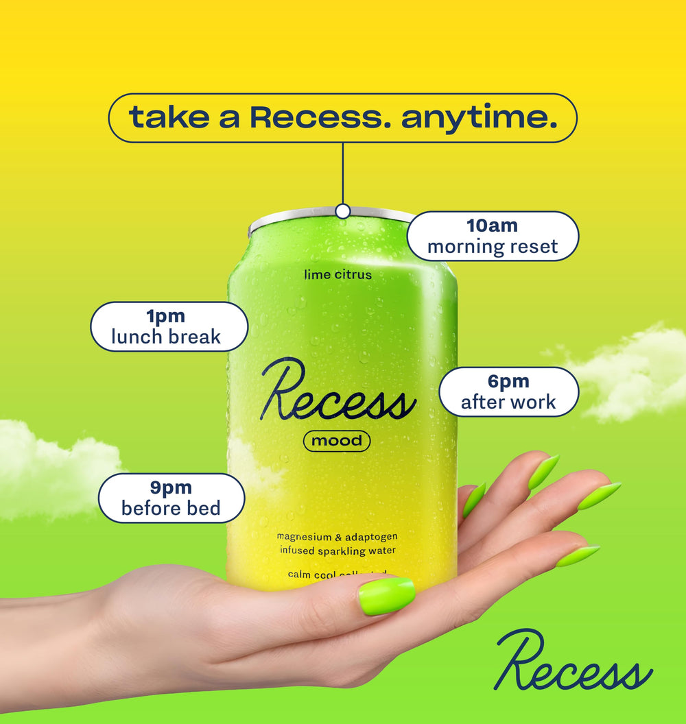 Recess cans rowed side view illustrating variety pack convenience