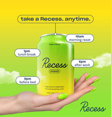 Recess cans rowed side view illustrating variety pack convenience