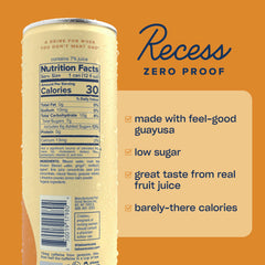 Close-up of Recess can texture and logo highlighting real ingredients