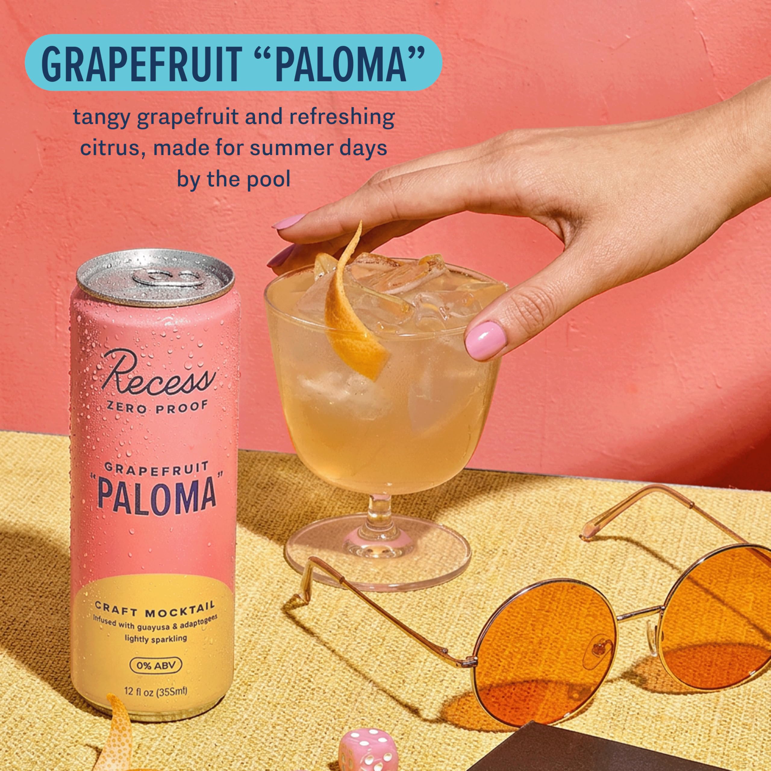 Recess served with grapefruit wedge garnish demonstrating cocktail-like presentation and low sugar