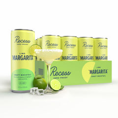 Recess lime margarita front packaging showing vibrant label and low-calorie claim