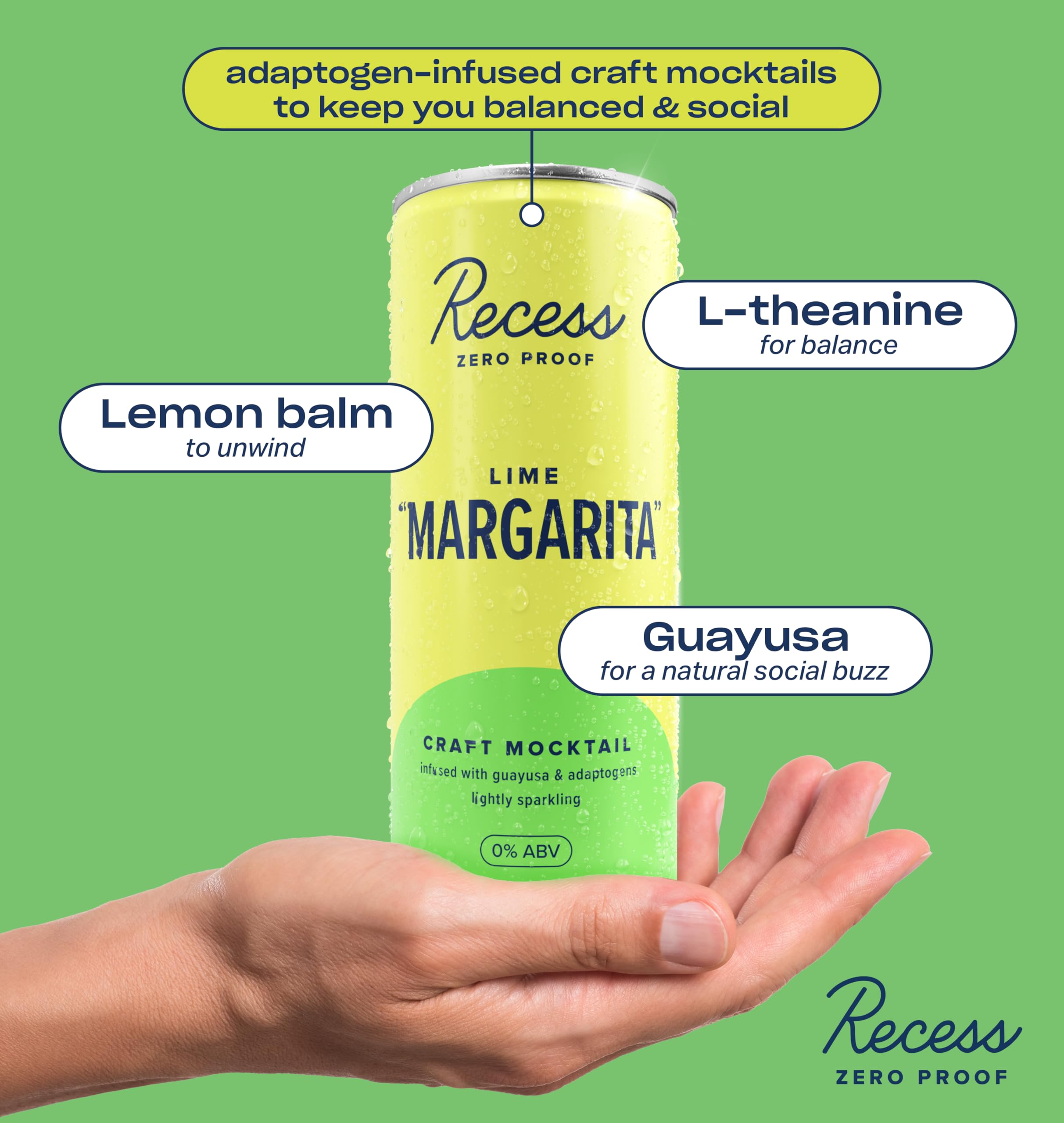 Recess lime margarita held in hand for scale conveying portable low-sugar refreshment