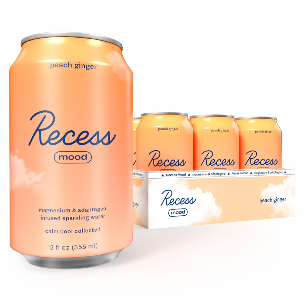 Recess Peach Ginger front view showing can design and calming branding benefit