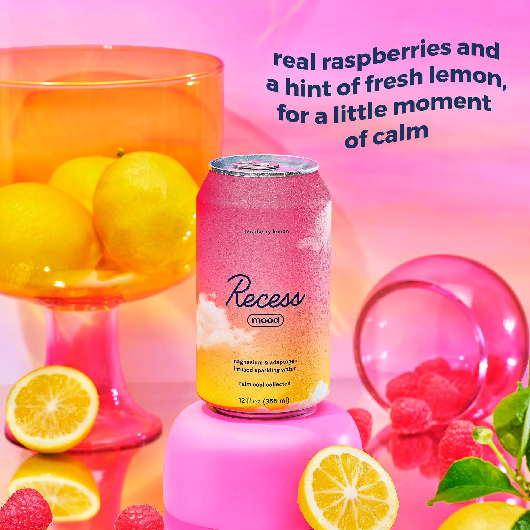 Recess Raspberry Lemon can top open with fizz, ready-to-drink benefit