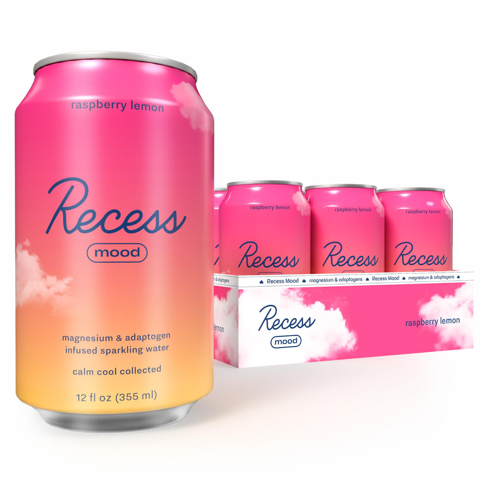 Recess Raspberry Lemon front can showing branding and flavor benefit