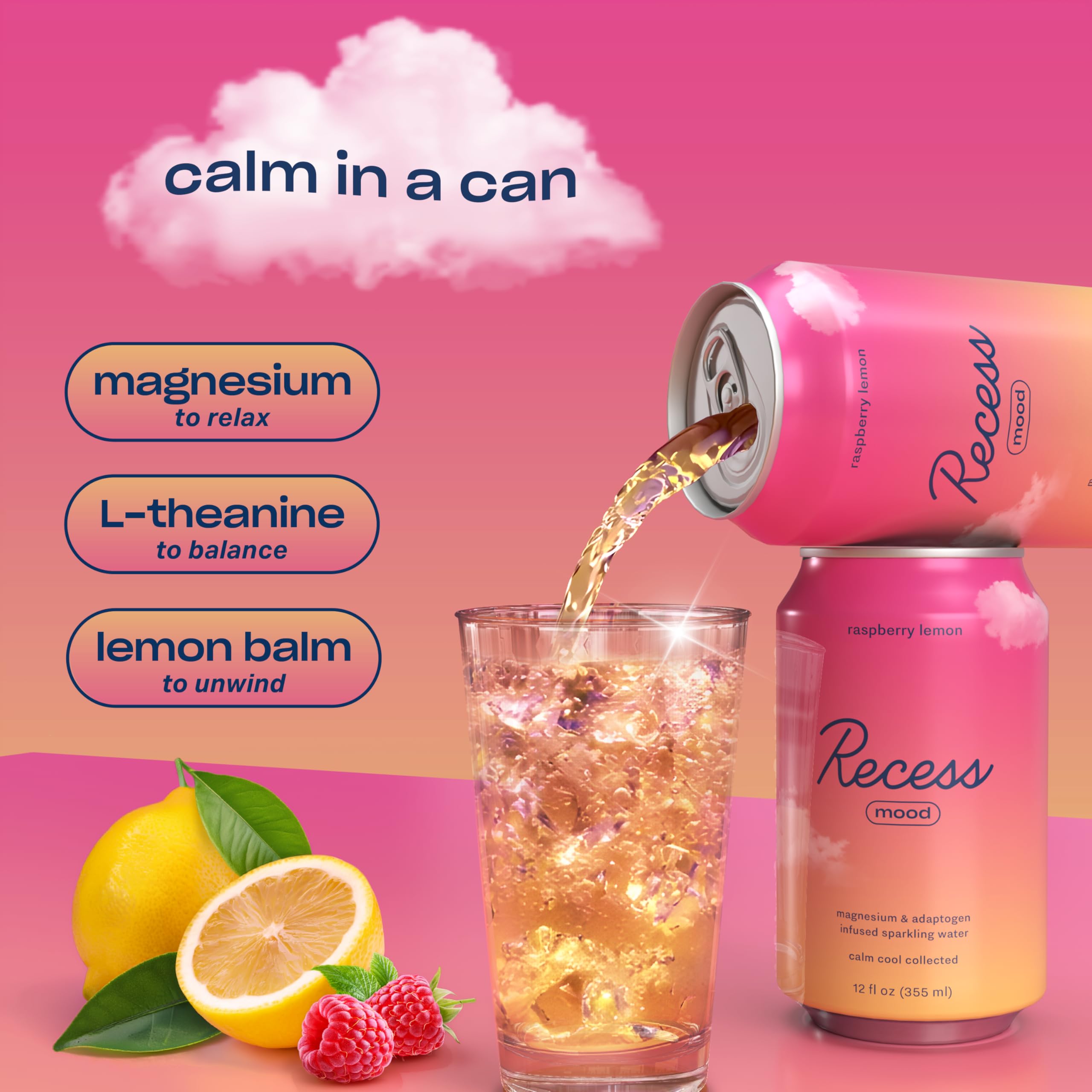 Recess Raspberry Lemon in lifestyle scene, relaxing moment benefit