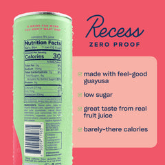 Recess close-up label with ingredients and bold watermelon graphics
