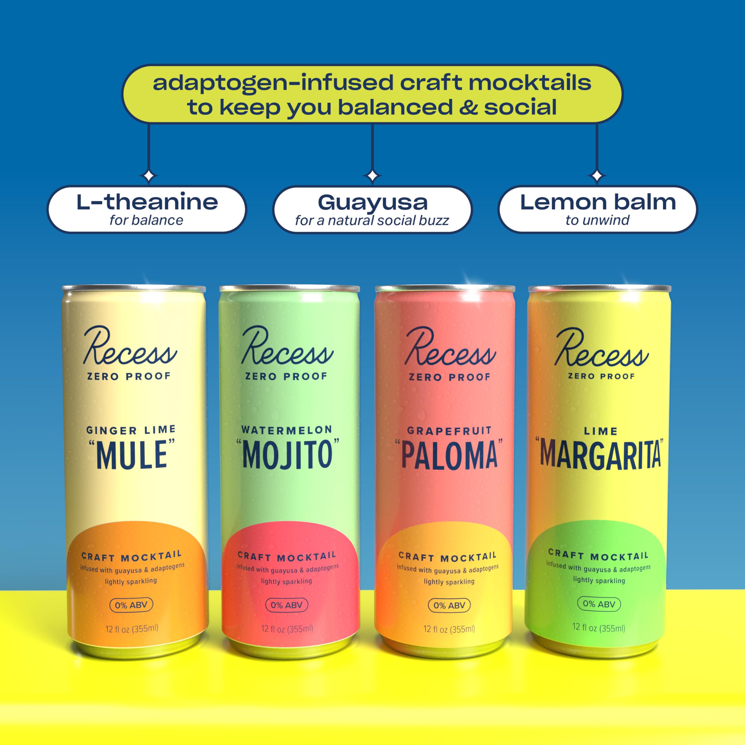 Recess can label close-up highlighting flavors and real fruit ingredients