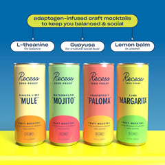 Recess can label close-up highlighting flavors and real fruit ingredients