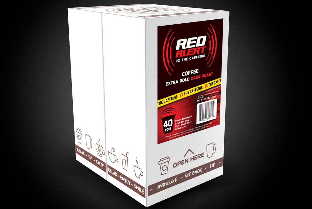 Red Alert pod next to a coin for scale showing compact single-serve convenience