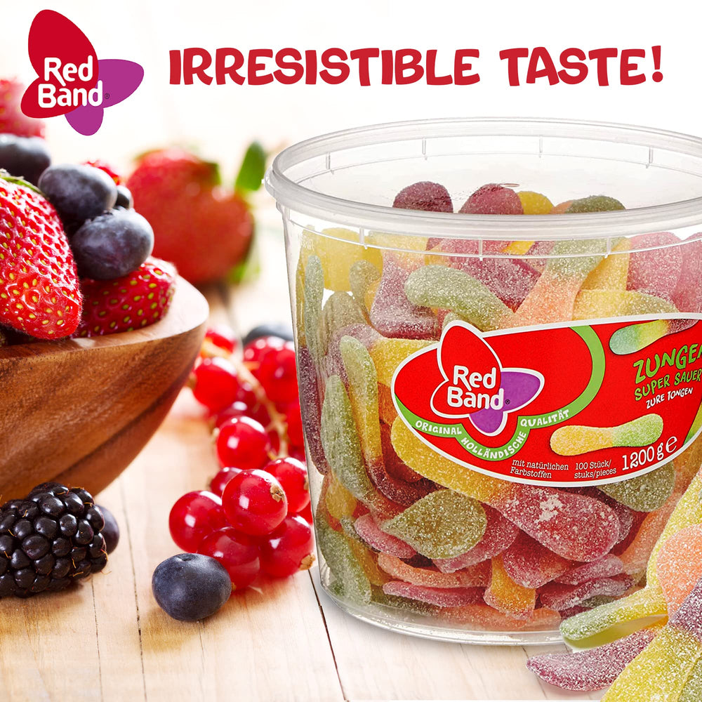Open Red Band can revealing assorted sour wine gums for easy sharing benefit