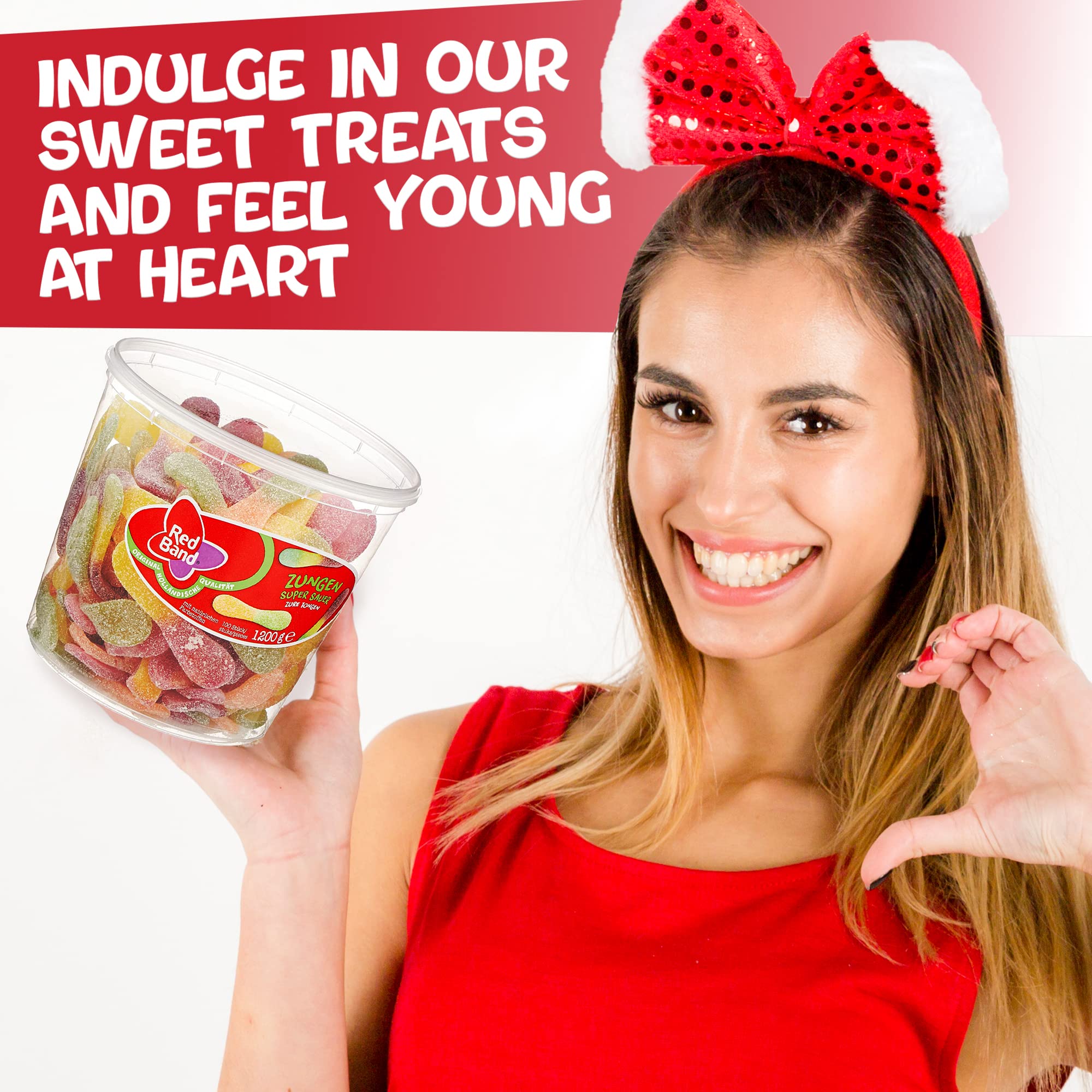 Party bowl of Red Band sweets on table adding color and snack appeal benefit