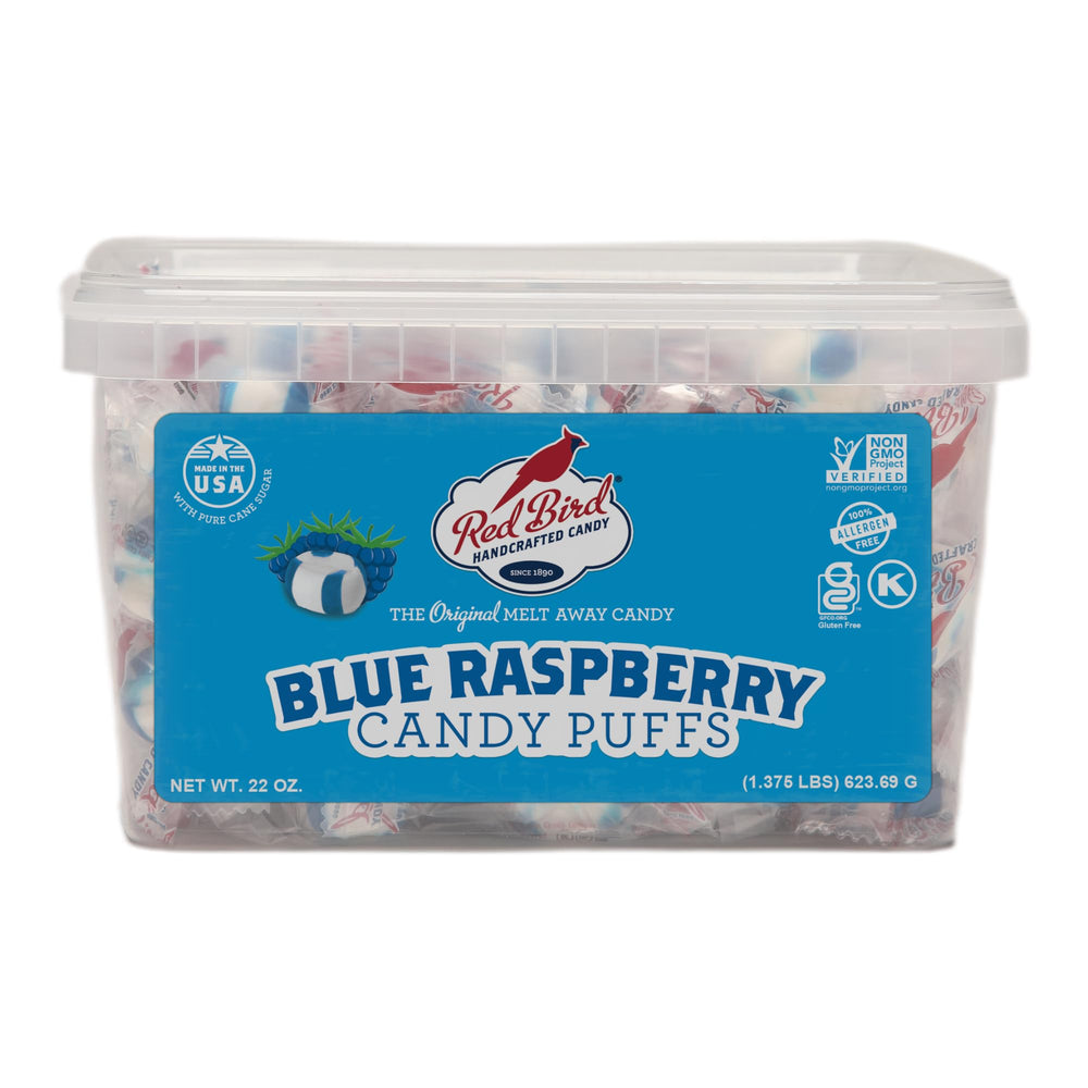 Red Bird front tub view showing brand and bright blue raspberry appeal