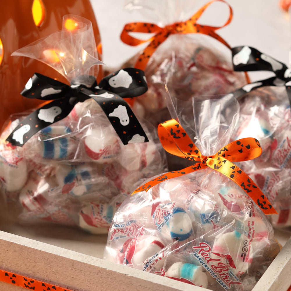 Red Bird candies arranged on buffet adding colorful decor and crowd-pleasing option