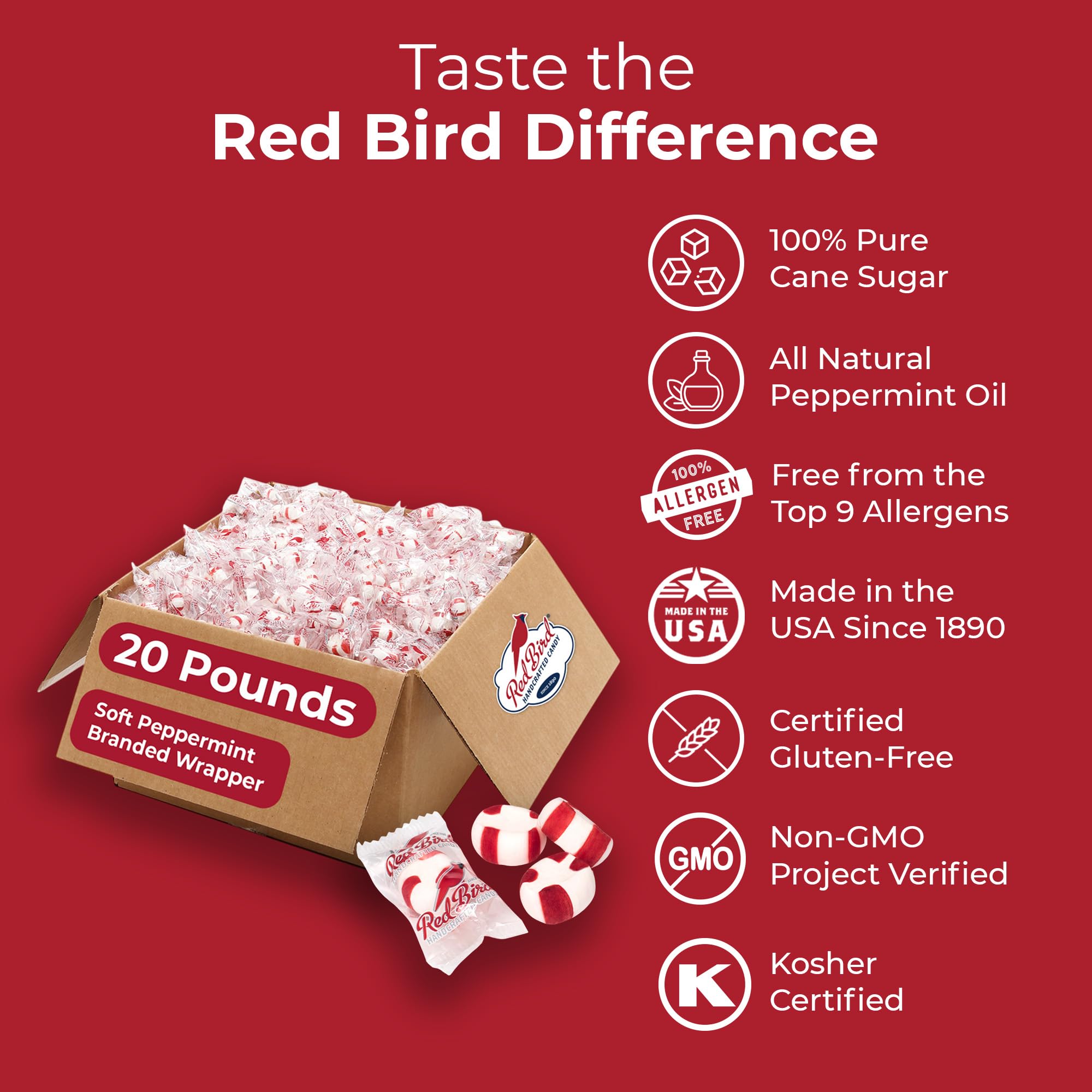 Red Bird close-up of soft peppermint texture highlighting smooth melt
