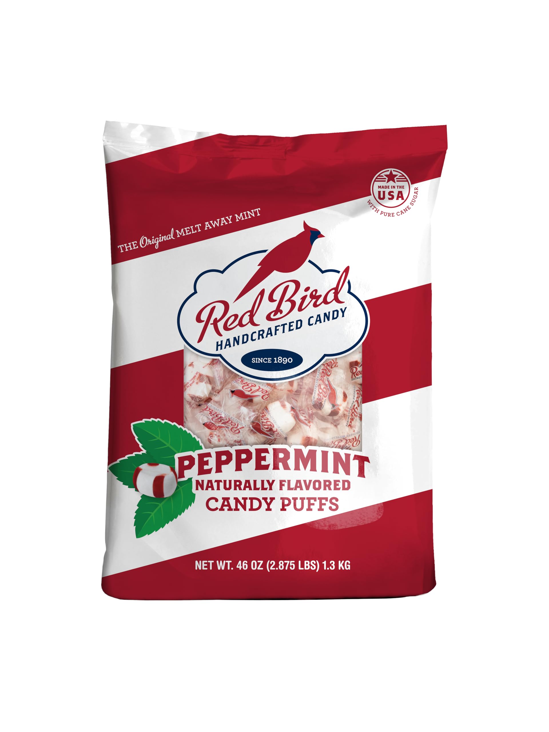 Red Bird front of bag showing brand and 46 oz size, clear bulk option