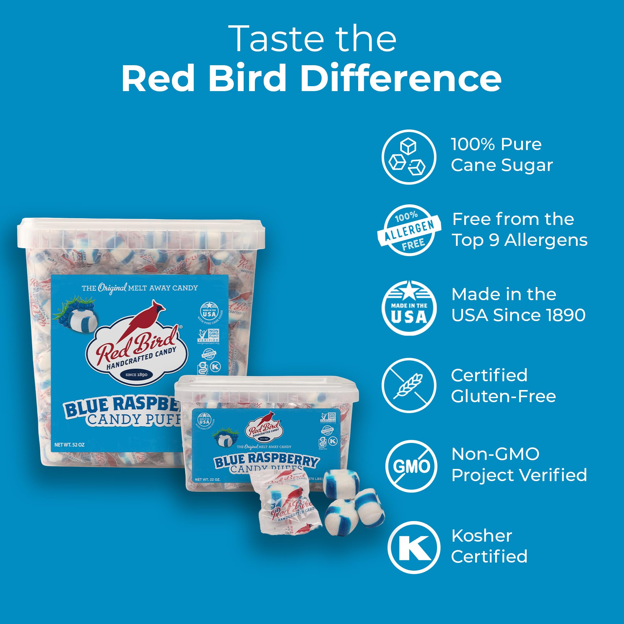 Red Bird individually wrapped candy piece emphasizing hygiene and single-serve convenience