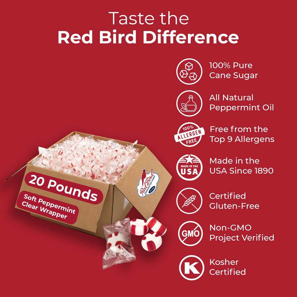 Red Bird close-up of soft peppermint puff texture and soft melt benefit