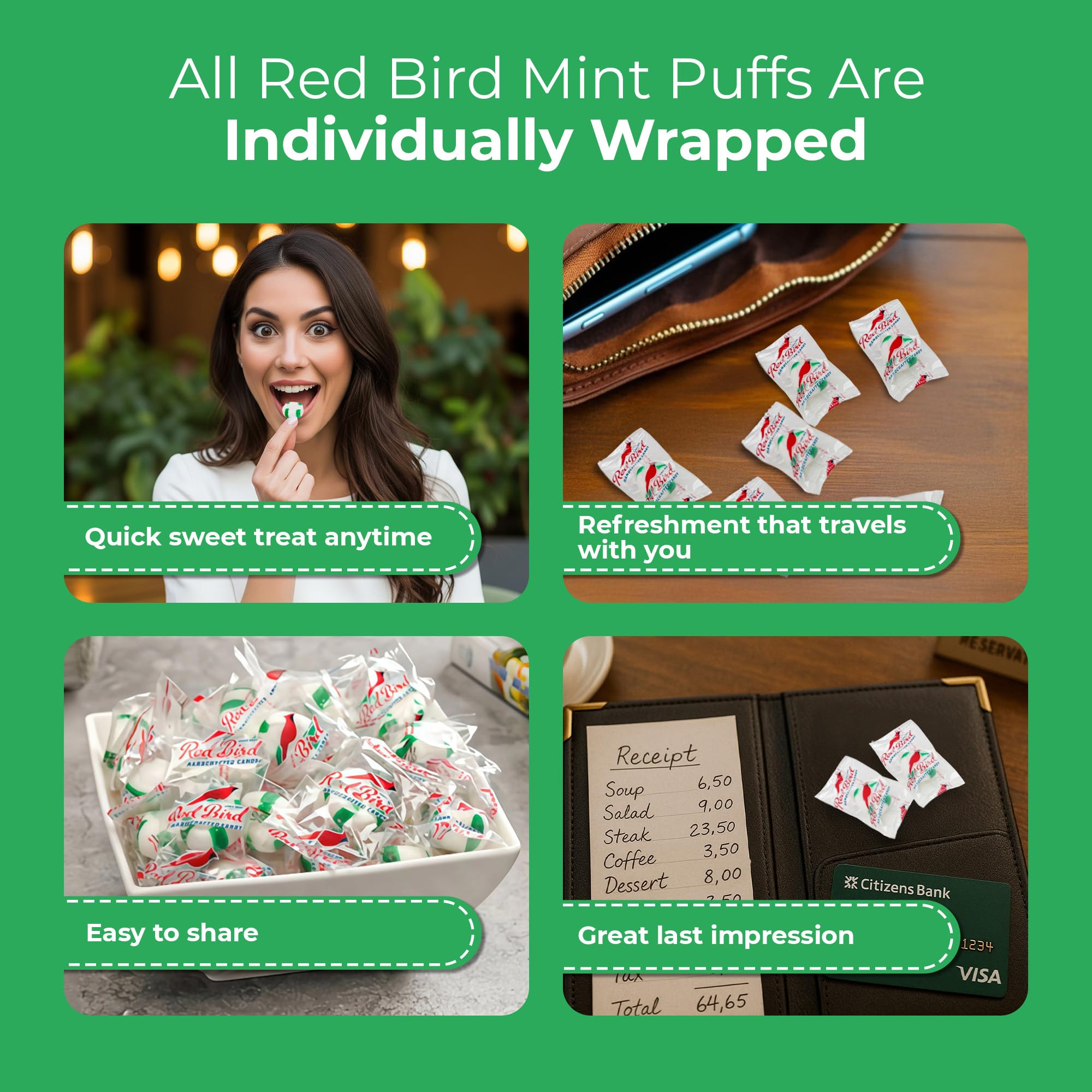 Red Bird soft wintergreen puff texture detail highlighting pillowy melt