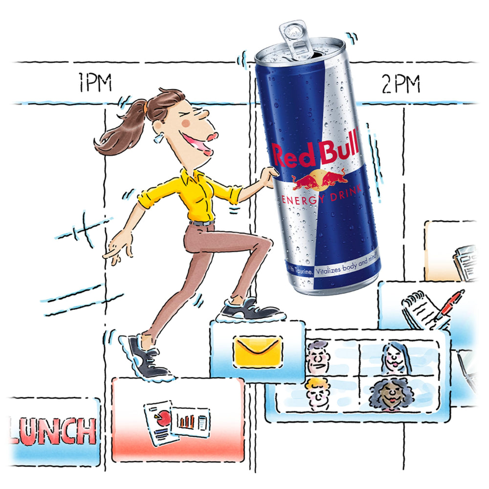 Red Bull 12-pack boxed for stocking up and easy transport benefit