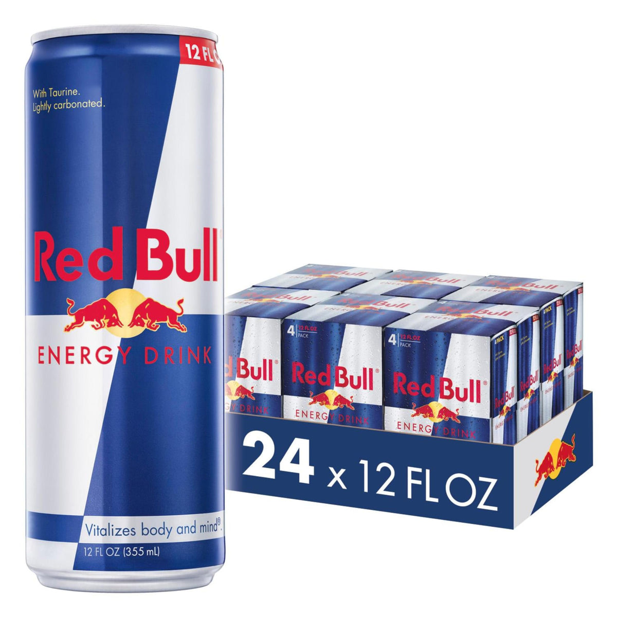 Red Bull front can showing brand and vibrant design for quick energy