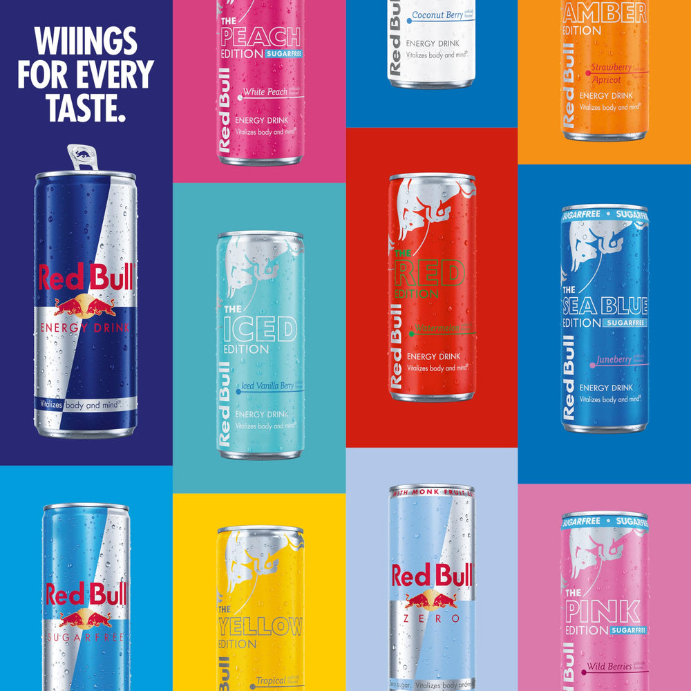 Red Bull mixed into a mocktail with ice showing versatile use and flavor pairing idea