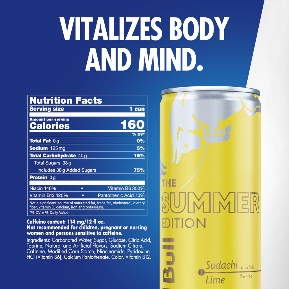 Red Bull Sudachi Lime four-pack box highlighting convenient multipack portability