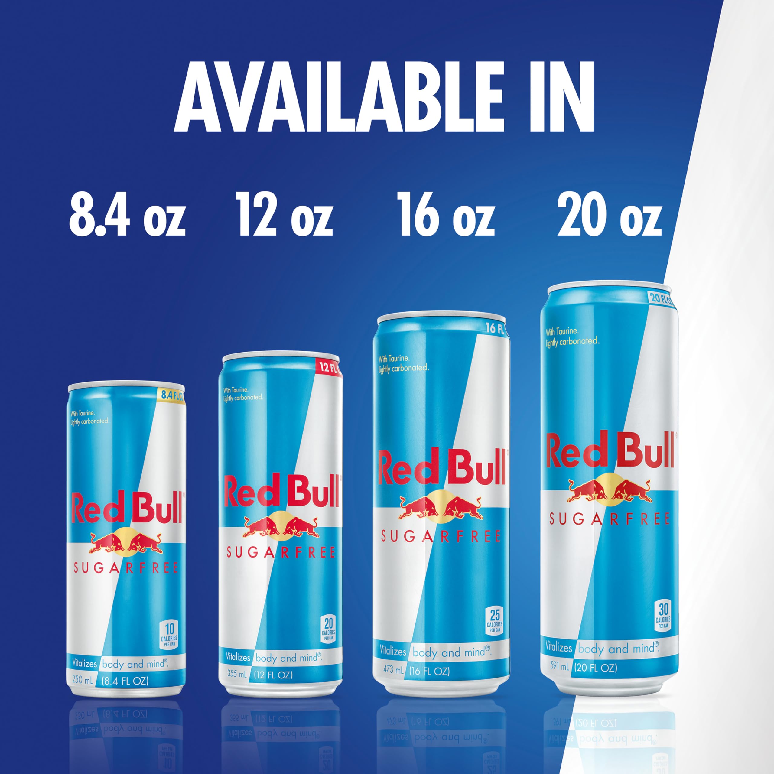 Red Bull Sugarfree poured with foam highlighting carbonation and crisp taste