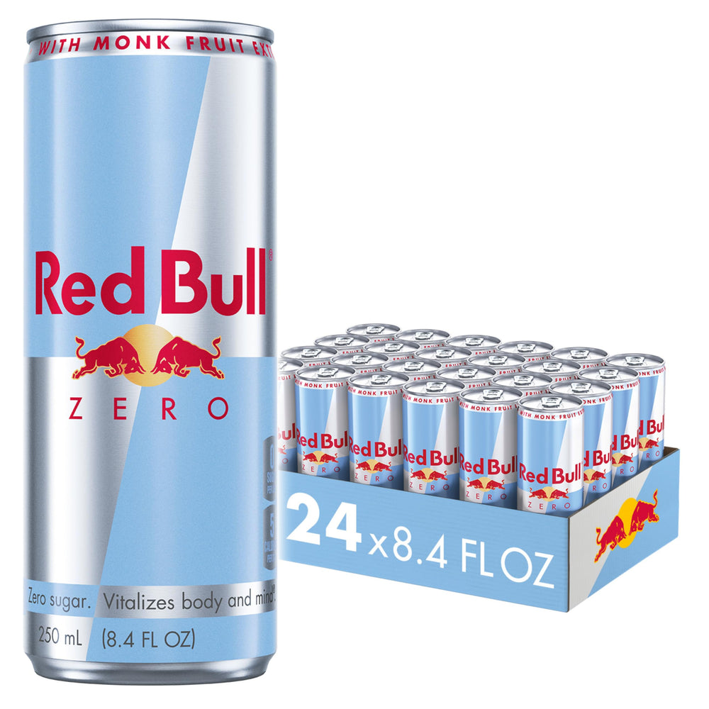 Red Bull front can showing Zero branding and portable energy benefit