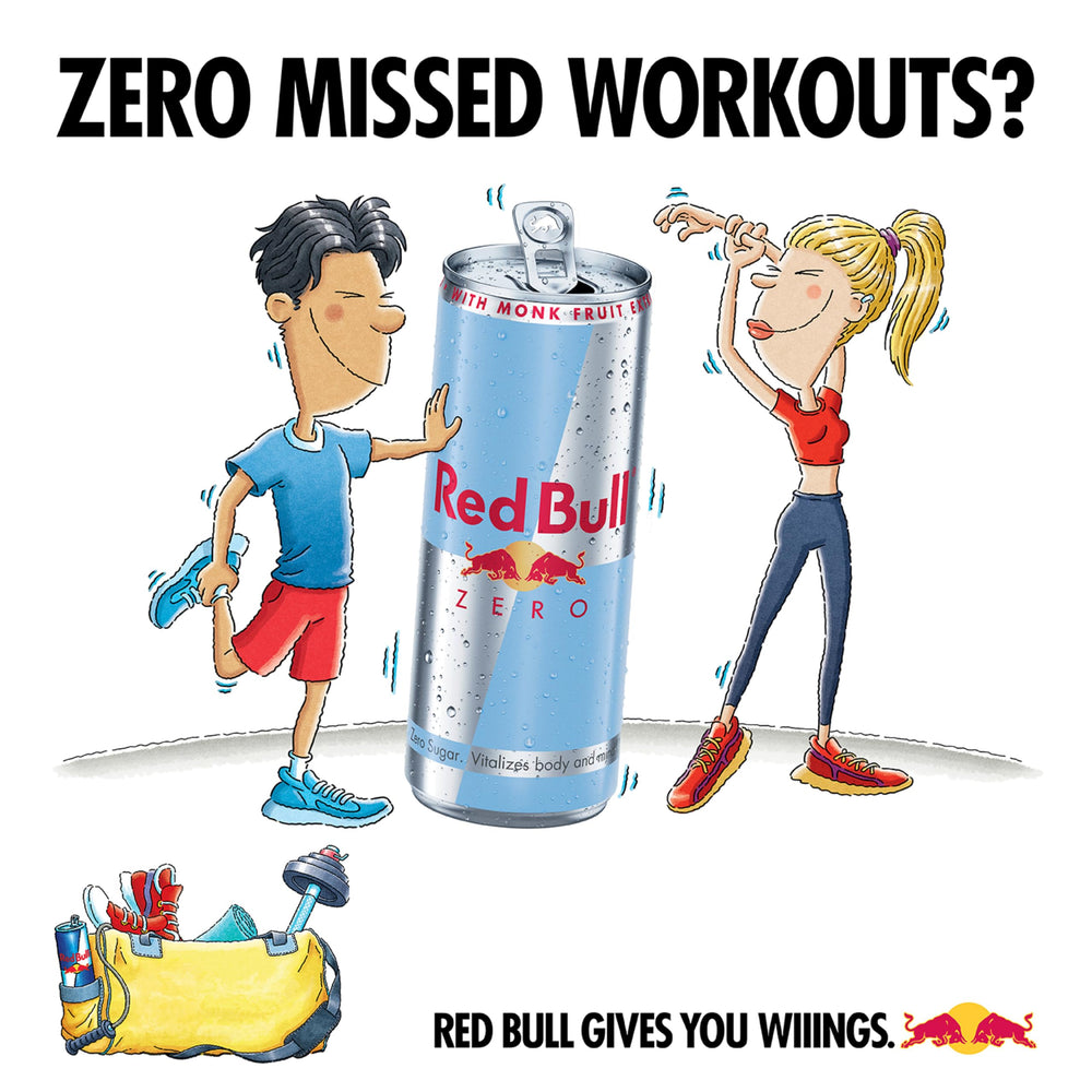 Red Bull side label closeup showing ingredients and clear product info