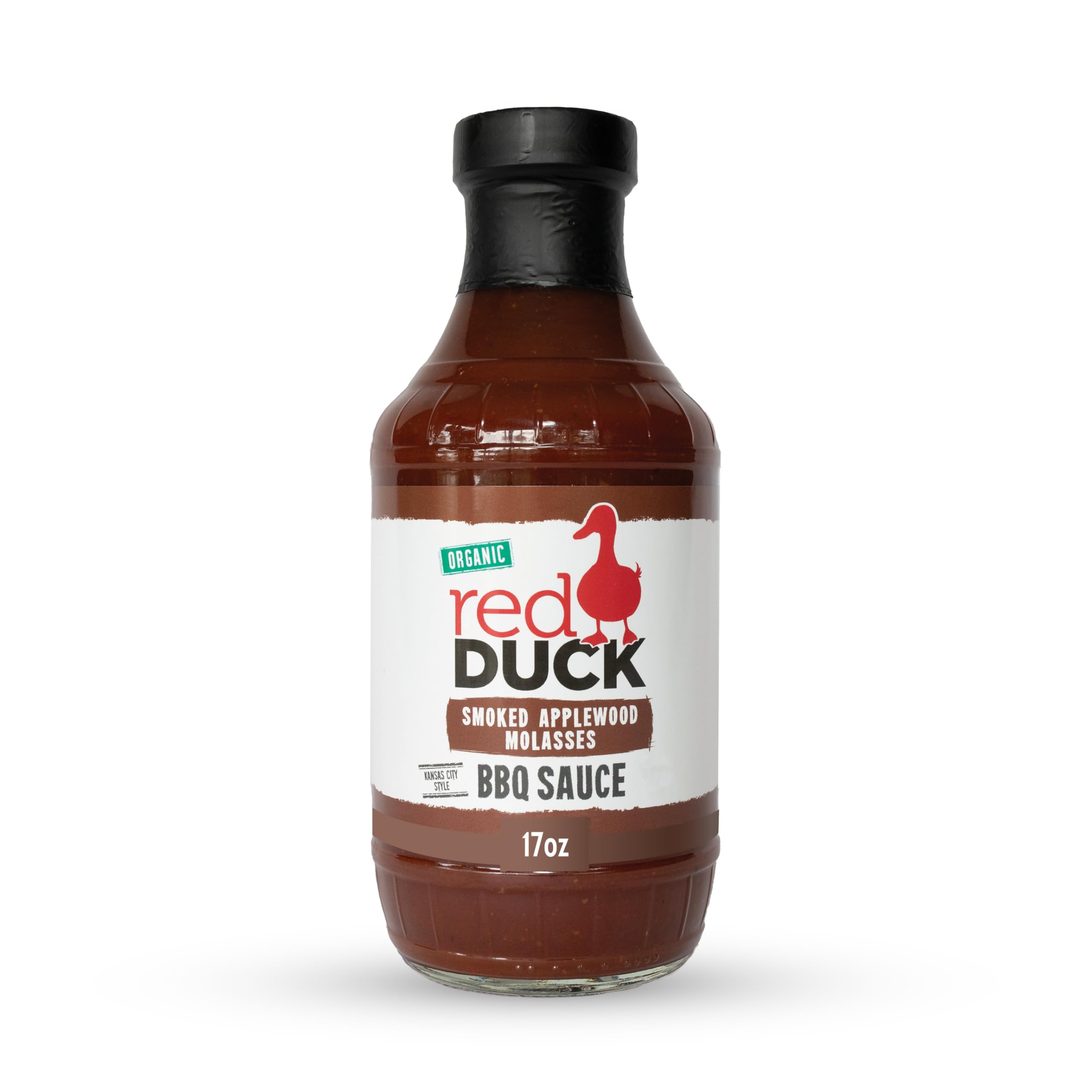 Red Duck front bottle showing label and organic Kansas City style benefit