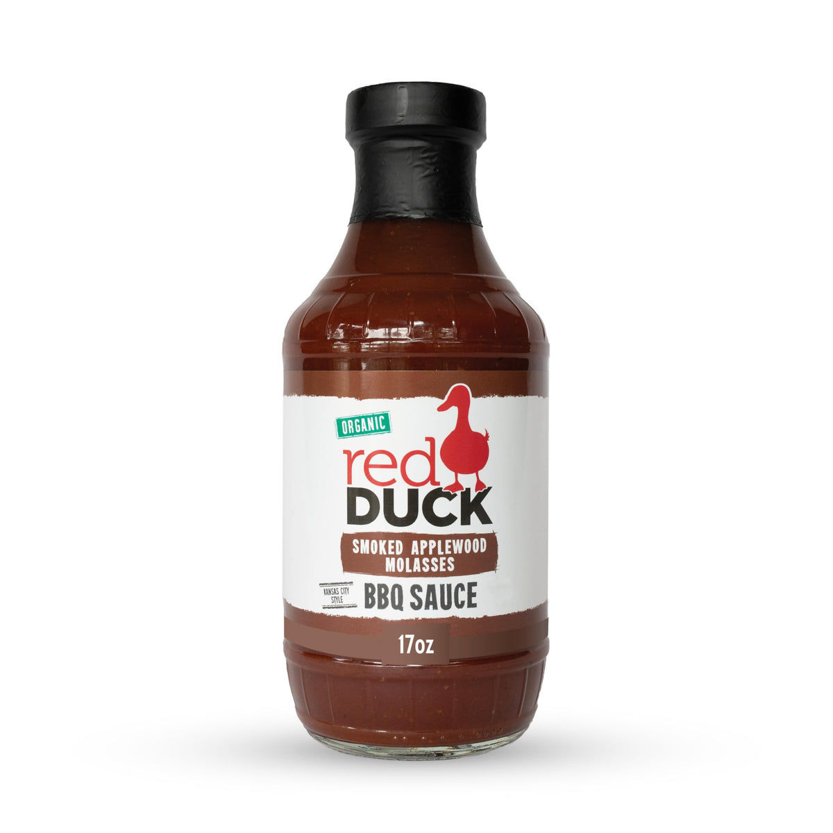 Red Duck front bottle showing label and organic Kansas City style benefit