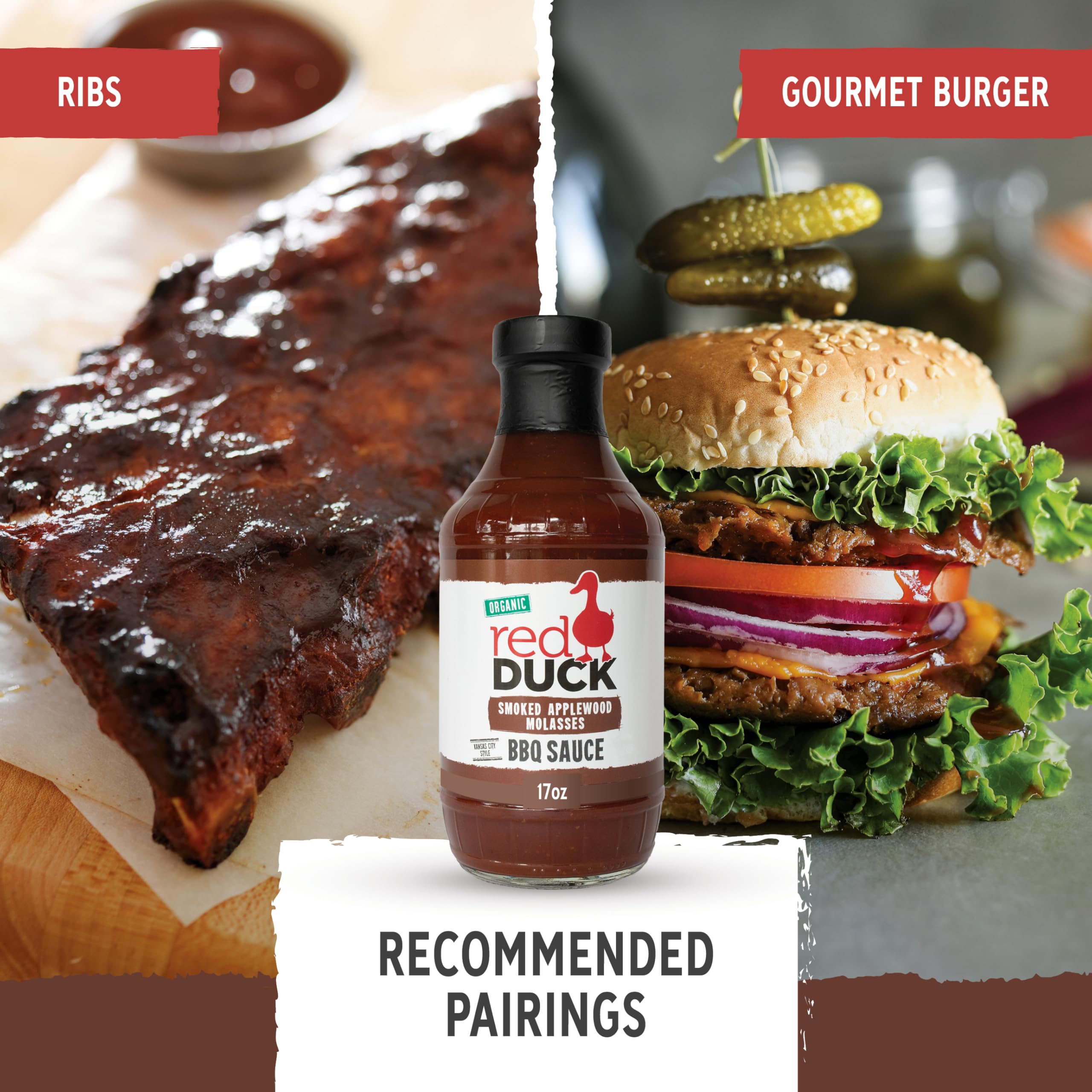 Red Duck sauce poured on ribs forming a glossy caramelized glaze benefit