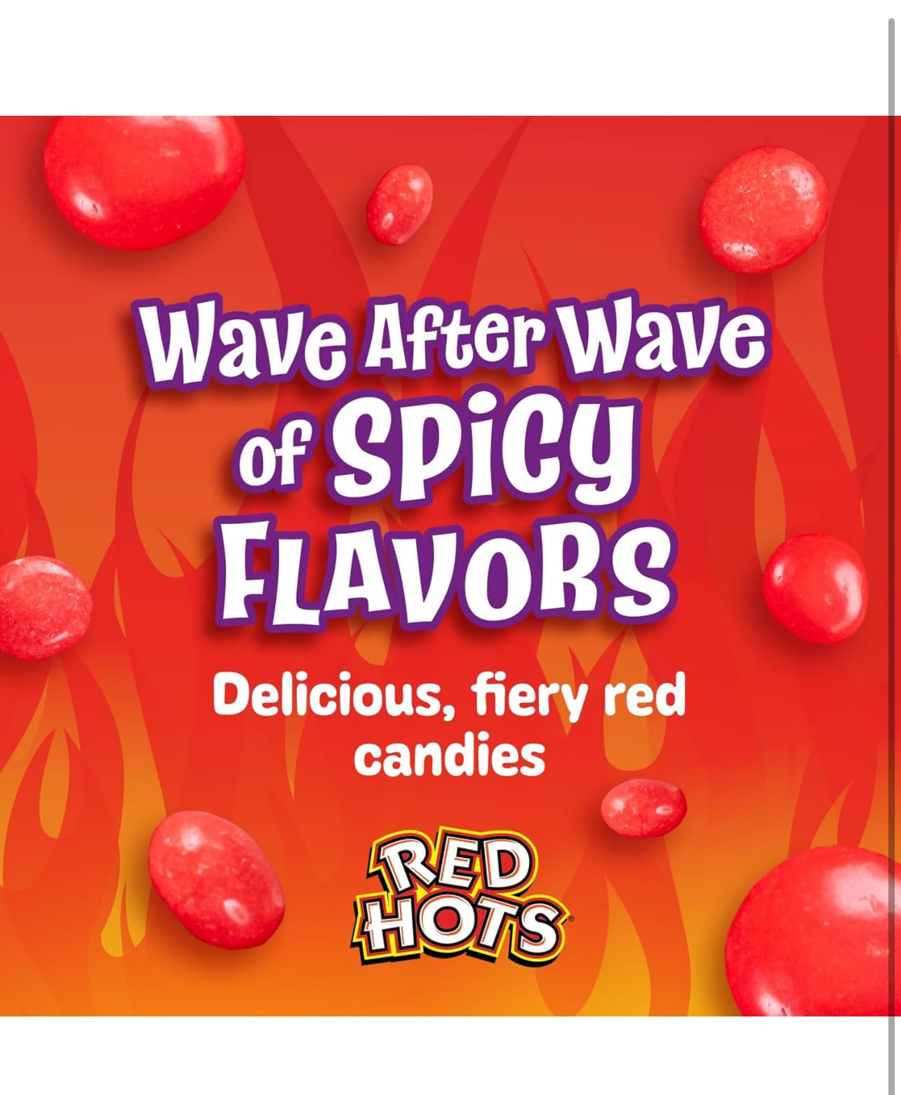 Hand holding a Red Hot candy showing size and convenient-portability benefit