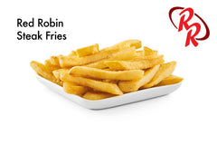 Red Robin seasoning sprinkled on fries adding savory flavor and crisp appeal
