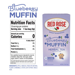 Red Rose brewed cup showcasing rich blueberry aroma and calorie-free indulgence