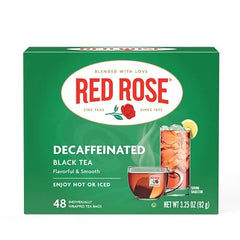 red rose close-up of individually wrapped tea bag highlighting freshness