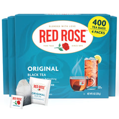 Red Rose front packaging showing 100 tea bags and brand clarity for easy selection