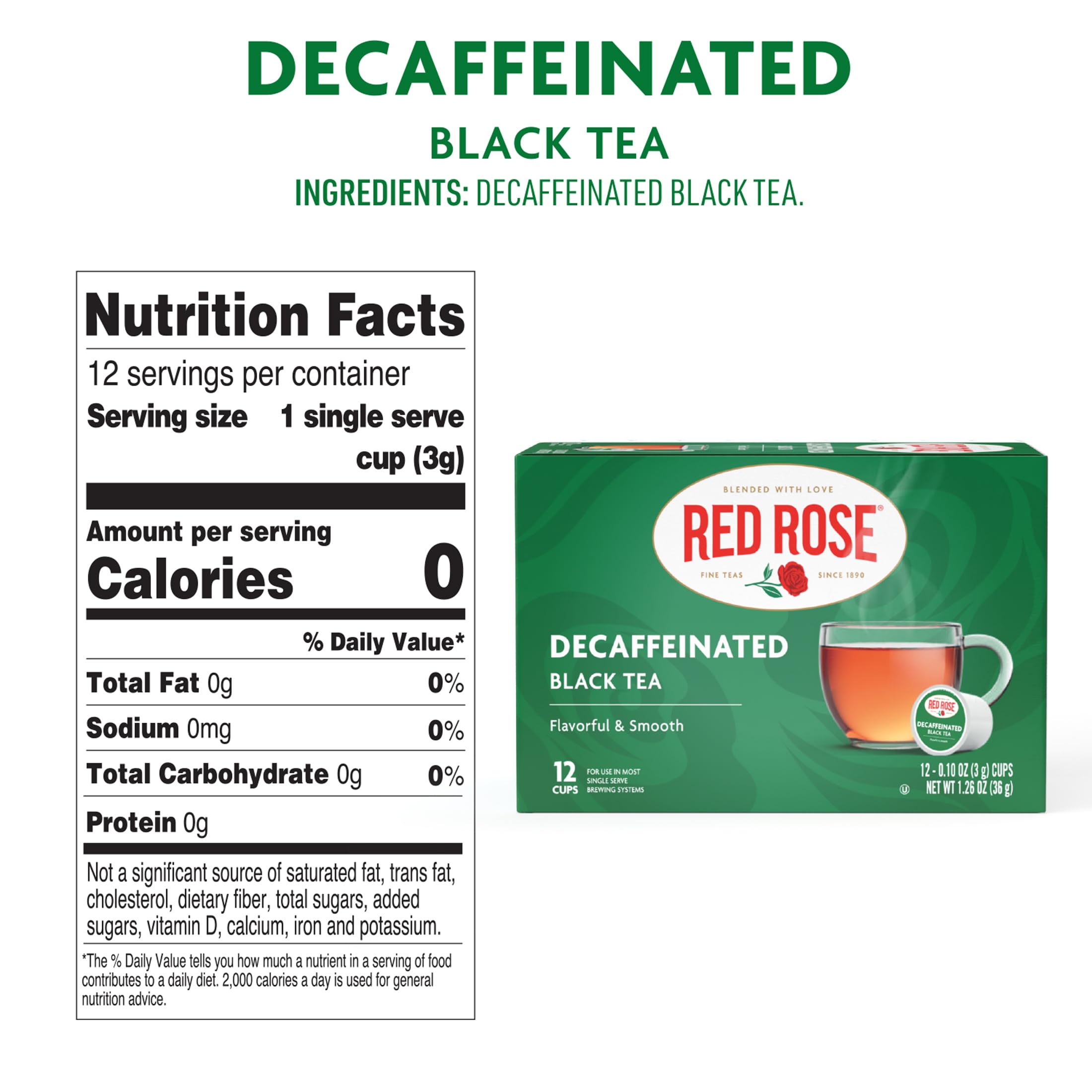 Red Rose K-Cup beside a standard mug for scale, shows convenient portion