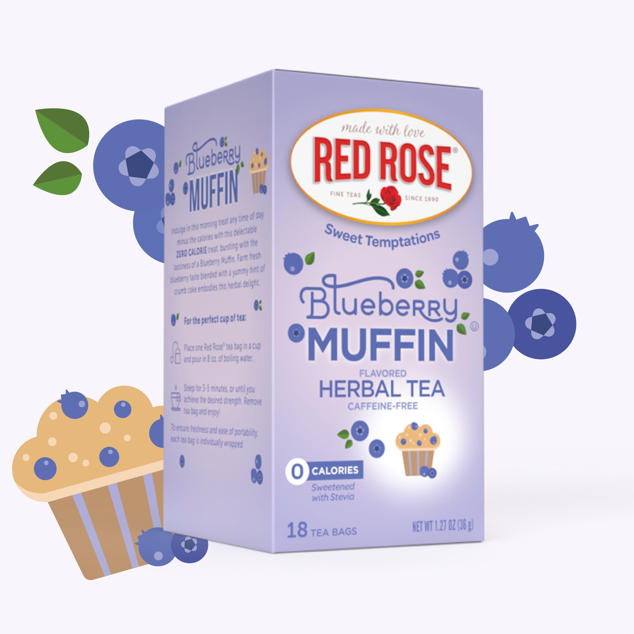 Red Rose tea bag close-up highlighting wrapper and freshness benefit