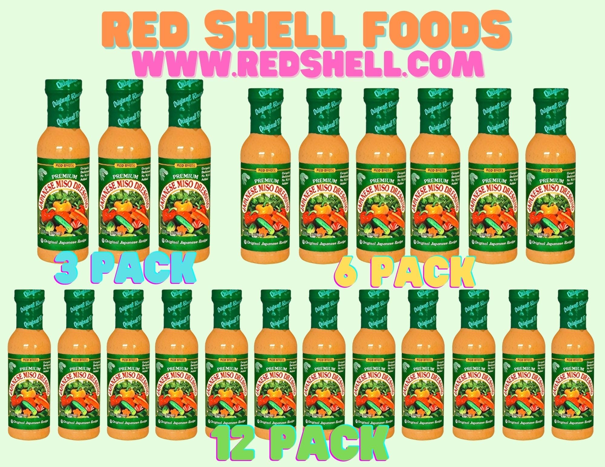 Red Shell three-bottle pack next to utensils conveys pantry-ready convenience