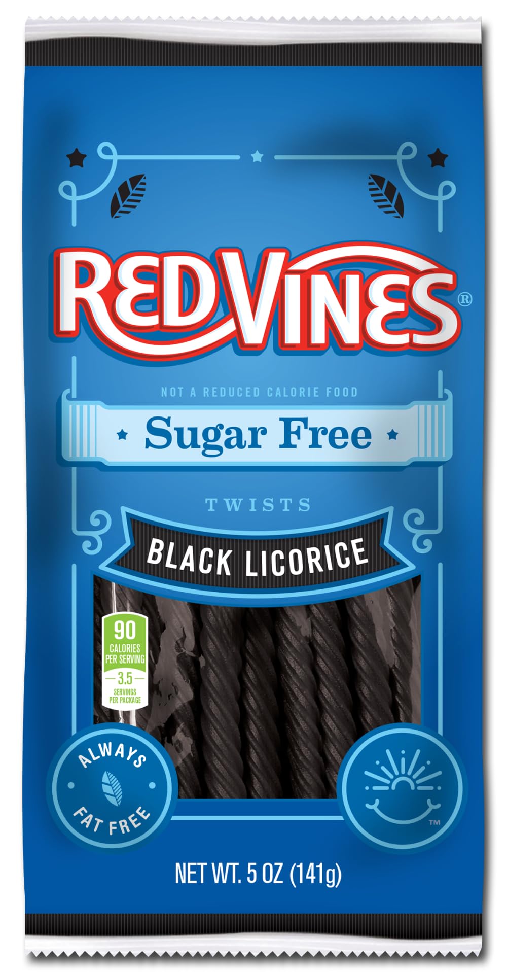 American Licorice front pack showing 5 oz bag and resealable top, convenient storage benefit