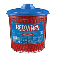 Red Vines open jar top view with twists visible for easy grab-and-share