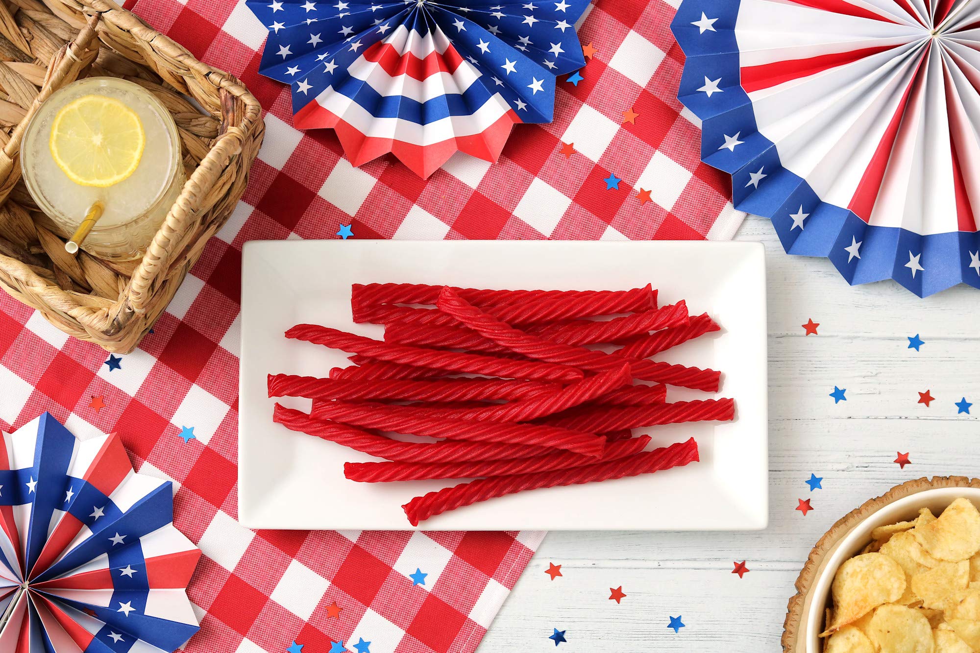 Red Vines twist in hand demonstrating size and chewability for portioning