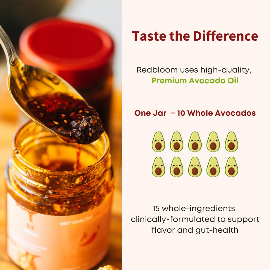 Redbloom poured from jar into pan showing heat-ready avocado oil benefit