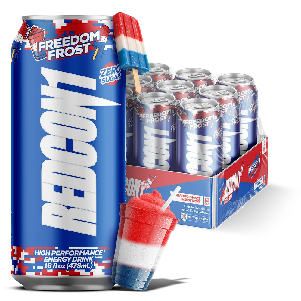 REDCON1 front can showing Freedom Frost flavor and clean label benefits