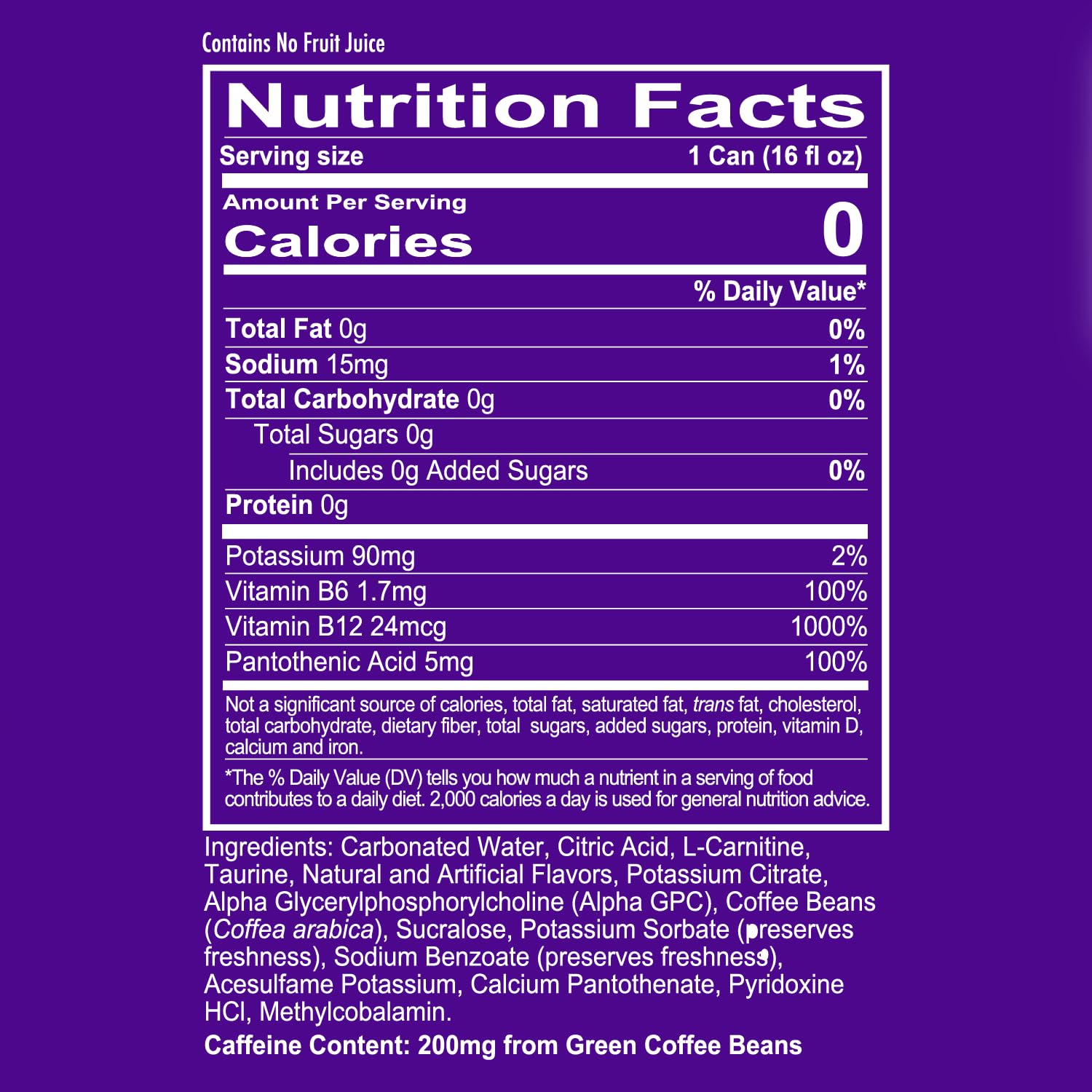 REDCON1 label close-up highlighting alpha-GPC, B-vitamins, and ingredient transparency