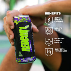 REDCON1 can on table next to workout gear suggesting pre-workout focus