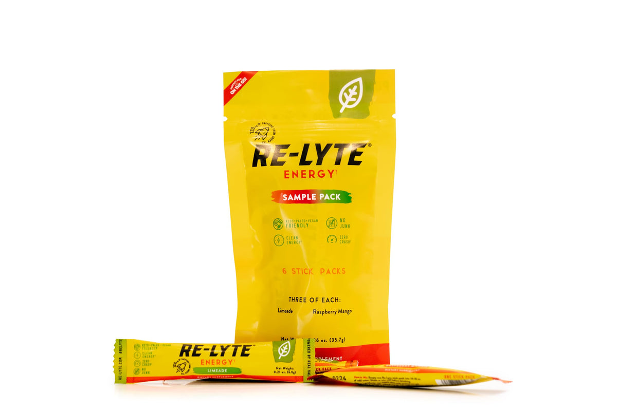 REDMOND sample pack front view showing both Lemon Lime and Rasp Mango sticks for convenient energy