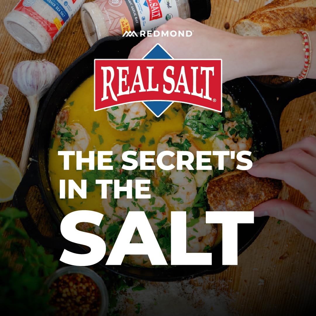 REDMOND salt used in kitchen scene enhancing flavor during cooking